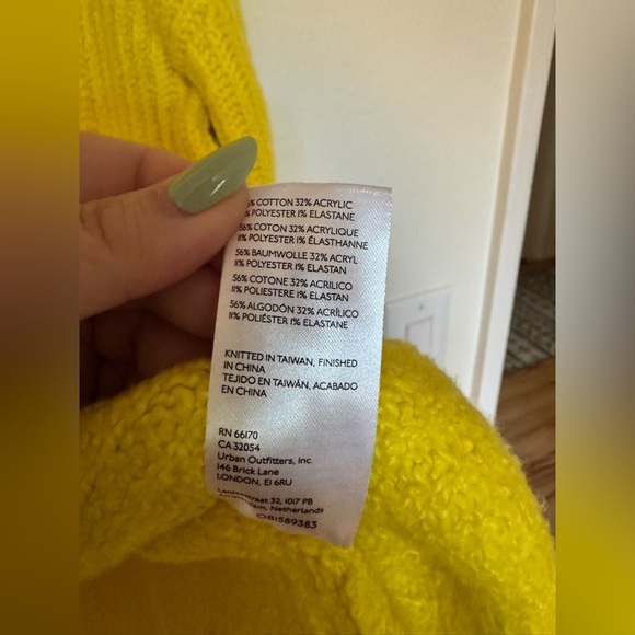 Maeve Anthropologie Yellow Pink Knit Mock Neck Sweater Medium Cuffed EUC - Picture 6 of 6